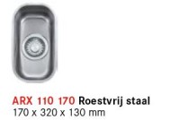 FRANKE ARIANE ONDERBOUWSPOELTAFEL INOX 170 x 320 x 130 mm ARX1101701